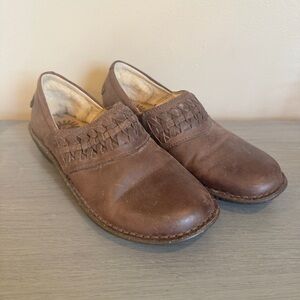 UGG Anila Wool Lined Leather‎ Brown Clog Slip On Shoes Brown Comfort 7
